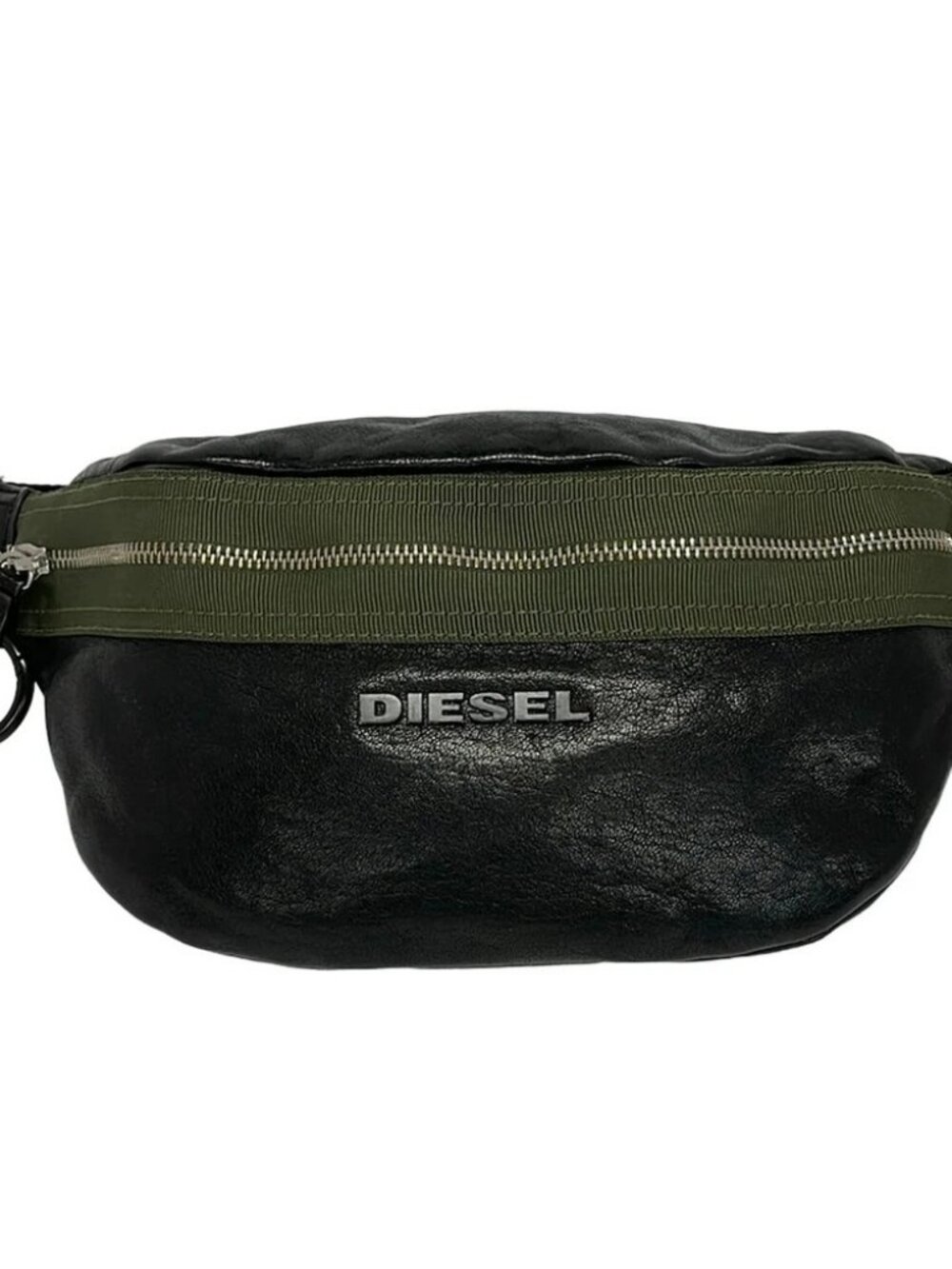 DIESEL Black Khaki Leather Bum Bag